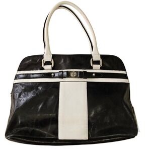 Vintage Giani Bernini leather Black White Color Block Bowling Style Bag